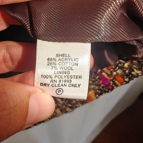 Dialogue Women size 12 Multi Colored Lined Portrait Collar Tweed Jacket - Picture 7 of 9